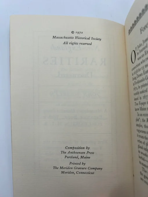 New England Botany Herbalism Vintage Book Rare Historical Facsimile 17th Century John Josselyn New England Rarities Massachusetts Bay Colony